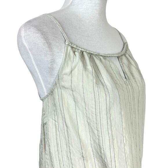 Doe & Rae Light Green Gray Stripe Strappy Back Tassel Summer Swing Tank - Picture 4 of 8